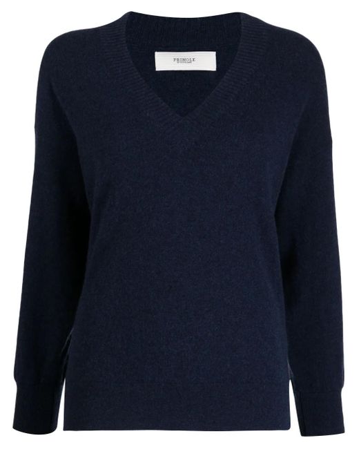 Pringle of Scotland Blue V-Neck Cashmere Jumper