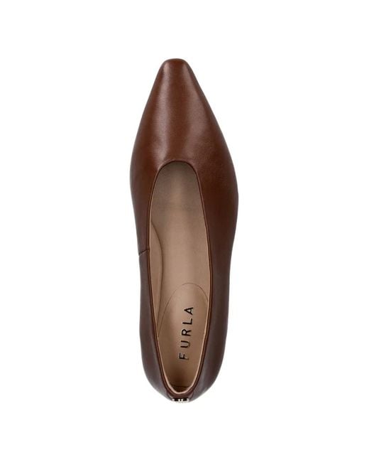 Furla Brown Pointed-Toe Leather Ballet Flats