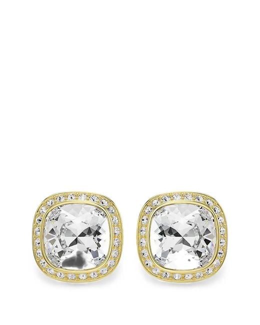 Swarovski White Crystal-Embellished Cushion-Cut Earrings