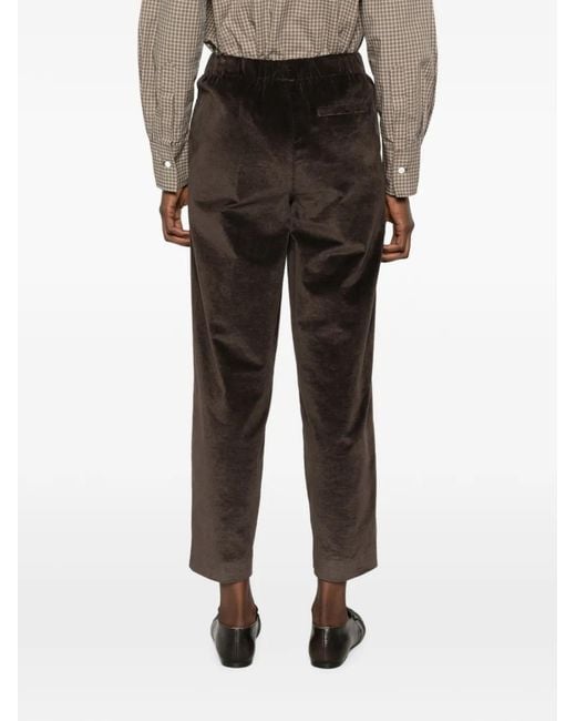 19.61 MILANO Black Elasticated-Waistband Velvet Trousers