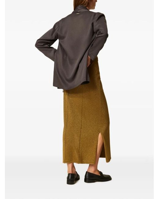 Twinset Green Knit Midi Skirt With Lurex