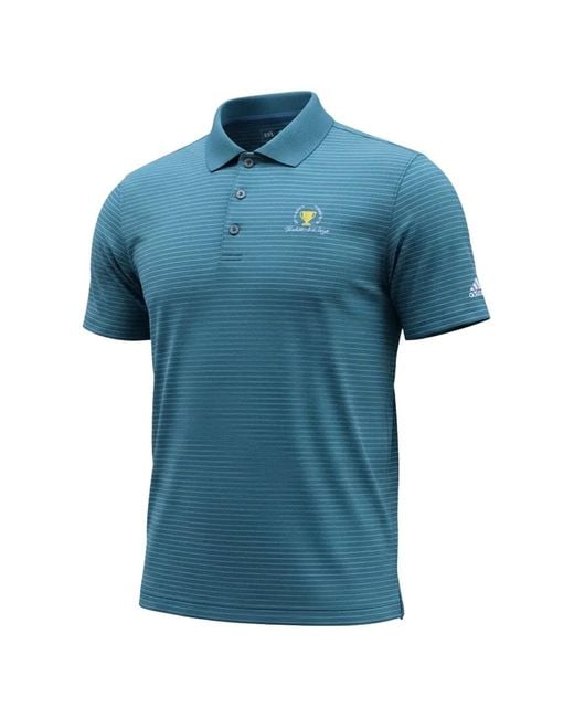Adidas Blue 2 Color Merch President Cup Stripe Polo Shirt for men