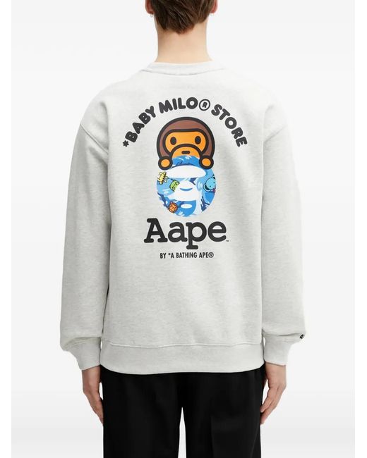 Aape By A Bathing Ape White X Baby Milo Store Aapeunvs Logo Patch Sweatshirt for men