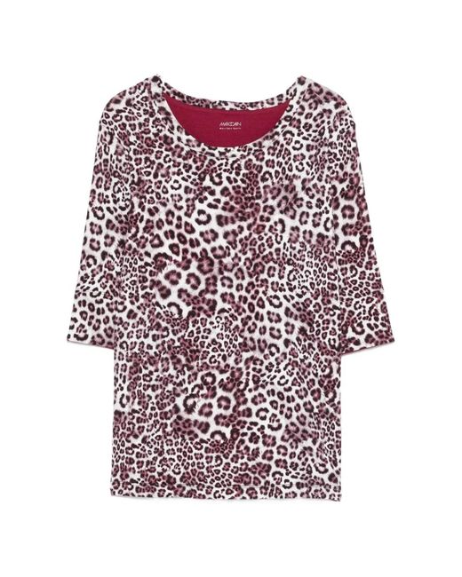 Marc Cain Red Animal-Print T-Shirt