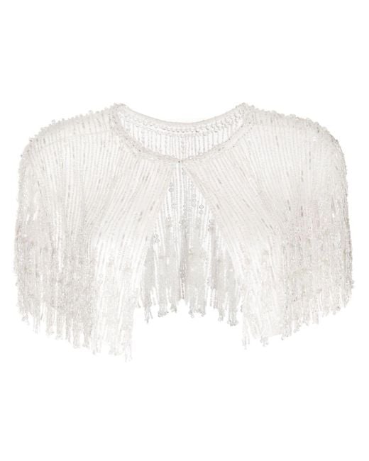 Jenny Packham White Sequined Beaded Cape