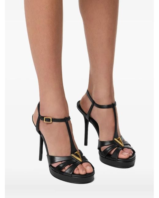 Versace Black V Ledersandalen 115 Mm
