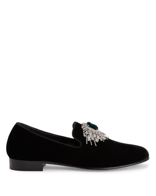 Giuseppe Zanotti Black Euphemiee Velvet Loafers for men