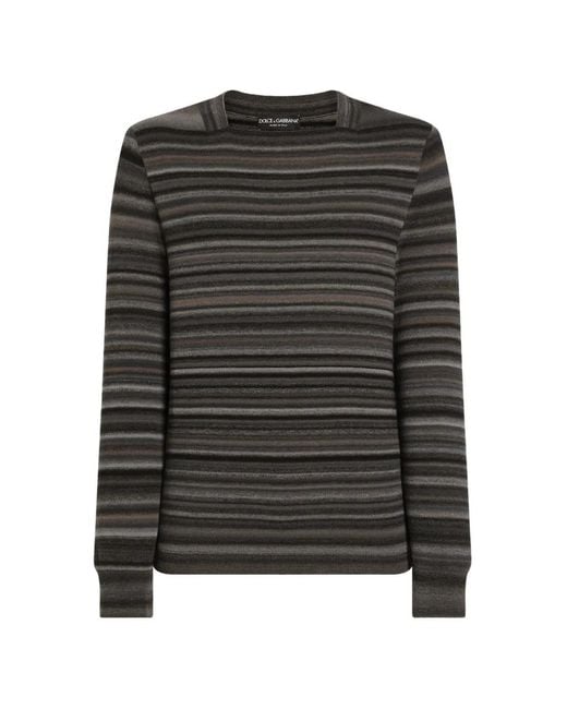 Dolce & Gabbana Black Striped Wool Pullover for men