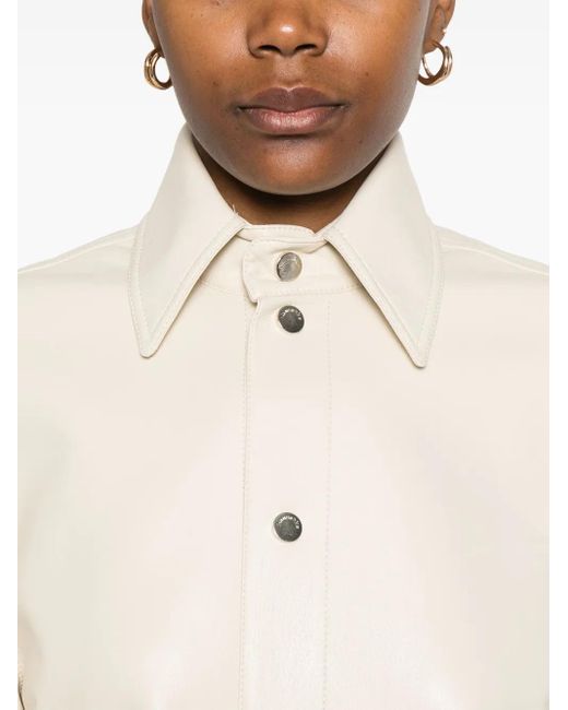 Nanushka White Faux-Leather Shirt Jacket