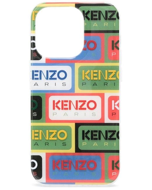 KENZO Green Logo-Print Iphone 14 Pro Case for men