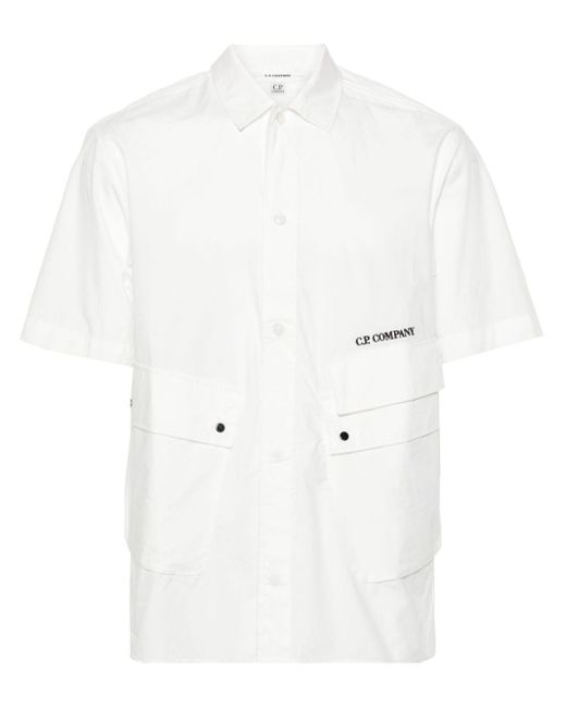 C P Company White Multi-pocket Cotton Shirt for men