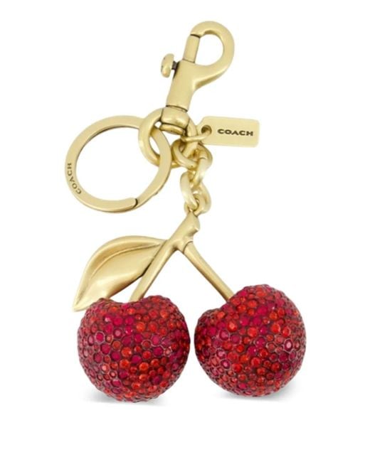 COACH White Cherry-Motif Bag Charm