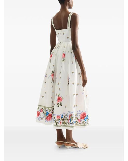 Erdem White Faille Floral Bustier Dress