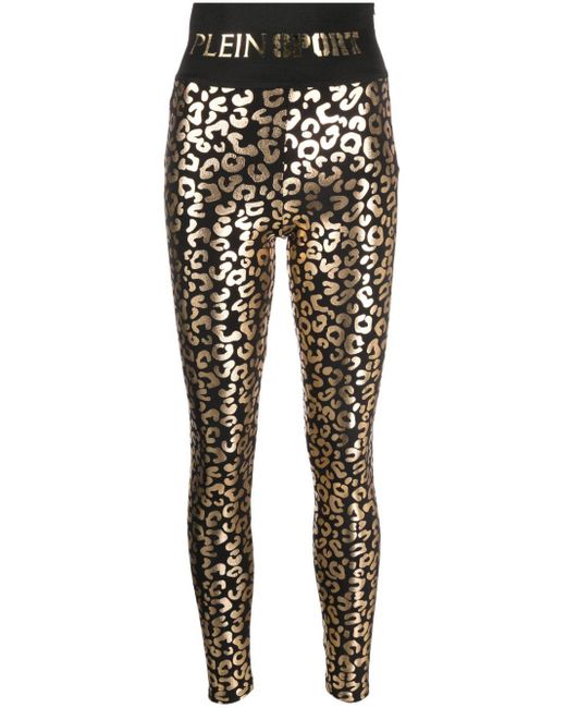 Philipp Plein Black Leopard-print Cotton leggings