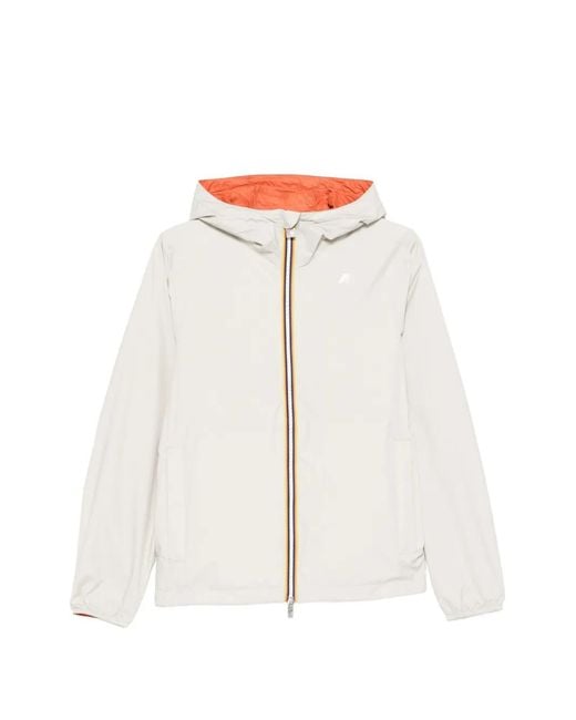 K-Way White Jake Plus.2 Hooded Reversible Jacket for men