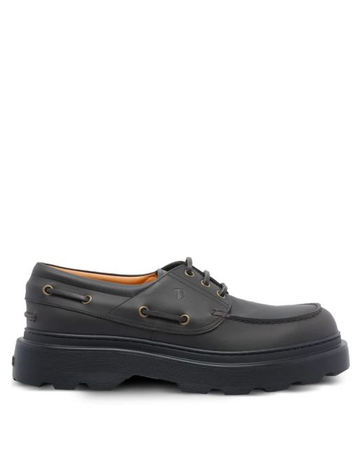 Tod's Gray Lace-Up Platform Boat Shoes for men