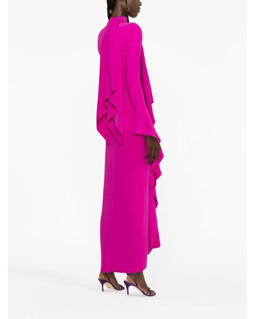 Solace London Pink The Nella Ruffled Maxi Dress