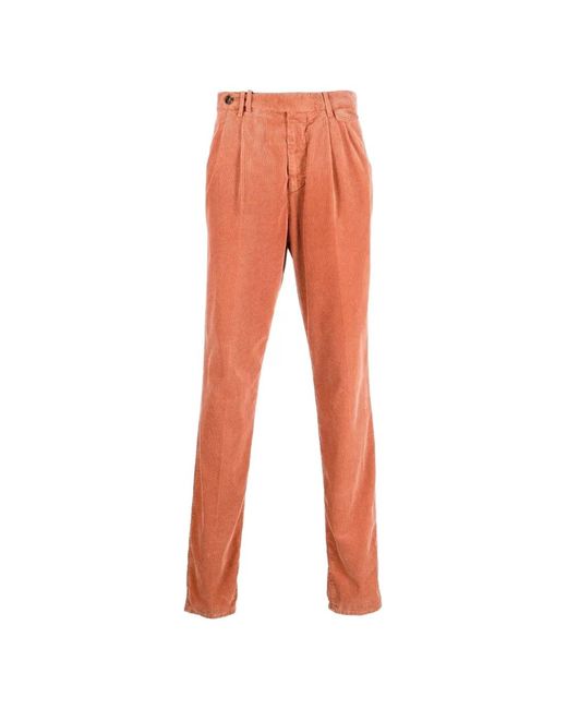 Brunello Cucinelli Orange Belt-Loops Corduroy Trousers for men