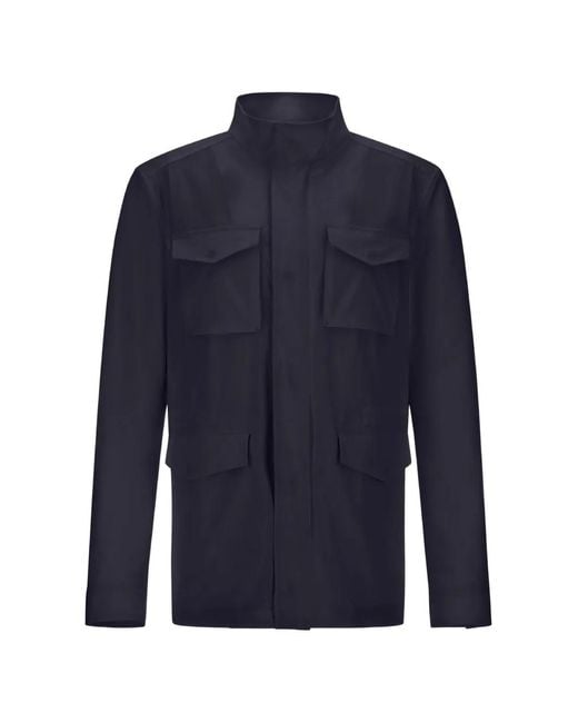 Herno Blue Flap Pockets Field Jacket for men