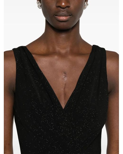 Nissa Black Glitter Maxi Dress