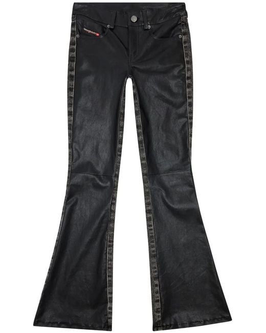 DIESEL Black Contrast-Panel Flared Trousers