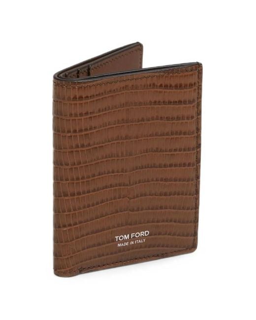 Tom Ford Brown Lizard-Effect Card Holder for men