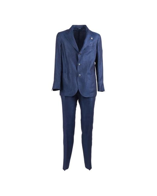 Tombolini Blue Zero Gravity Single-Breasted Linen Suit for men