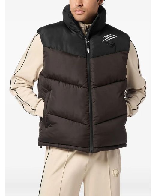 Philipp Plein Black Puffer Jacket Vest for men