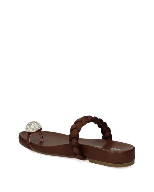 Bibi Lou Brown Braided Rhinestone Sandals