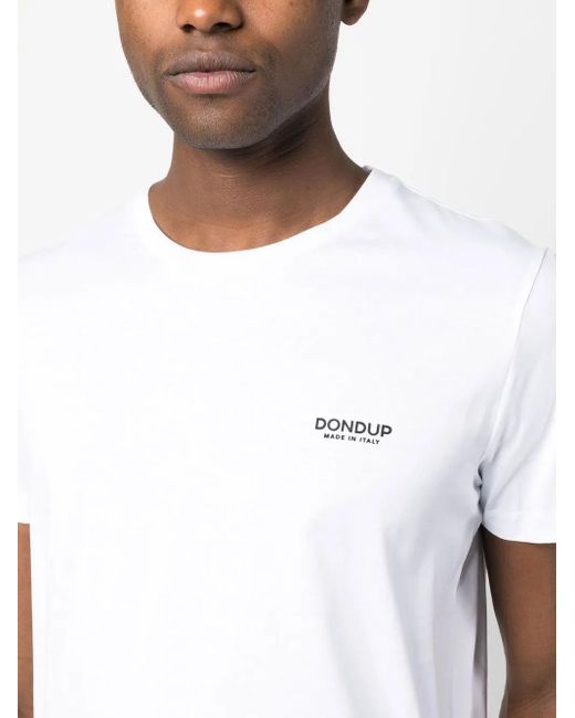 Dondup White Chest Print Logo T-Shirt for men