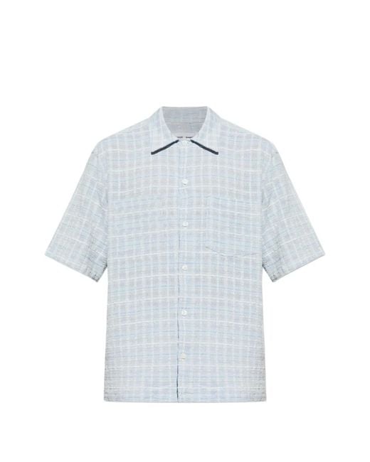 Samsøe & Samsøe Blue Checked-Pattern Chest-Pocket Shirt for men