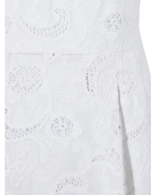 ..,merci White Scallop-Edge Floral-Lace Mini Dress