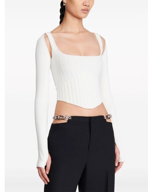 Dion Lee White Long-sleeve Corset Top