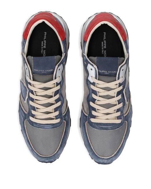 Philippe Model Gray Panelled Sneakers for men