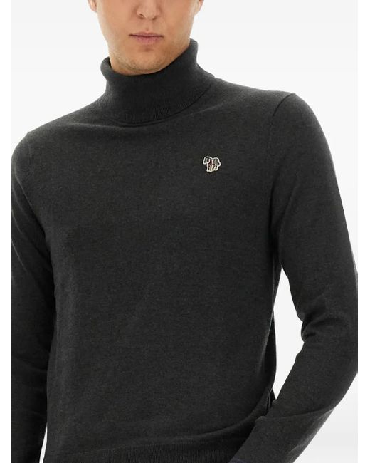 Paul Smith Black Zebra Turtleneck Sweater for men