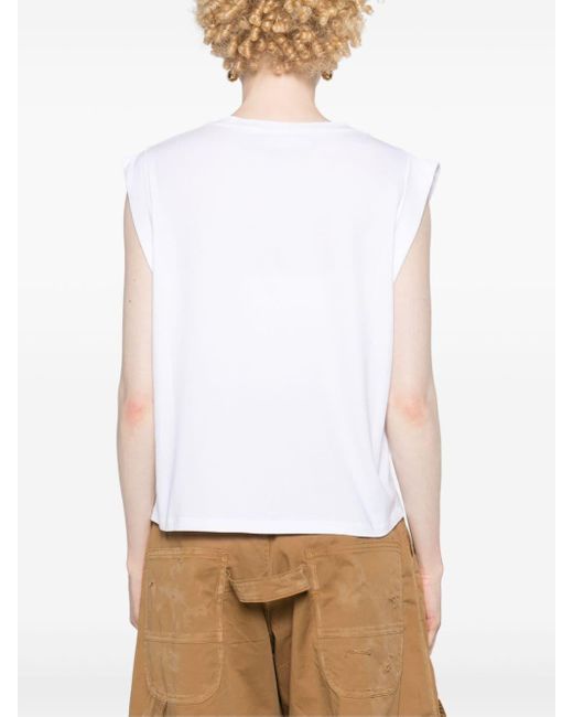 Liu Jo Pink Rhinestone-apliqué Sleeveless T-shirt