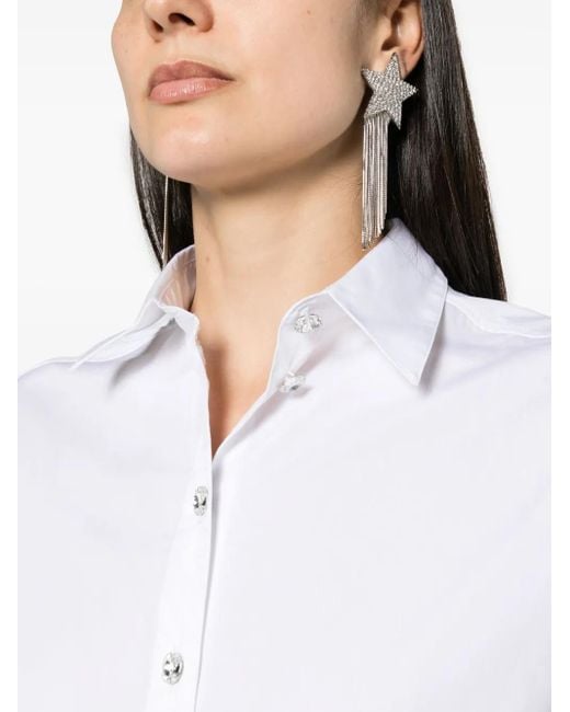 Sonia Rykiel White Crystal-Buttons Poplin Shirt