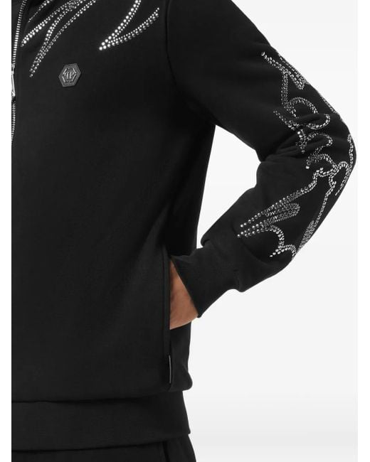 Philipp Plein Black Stud-Embellished Track Jacket for men