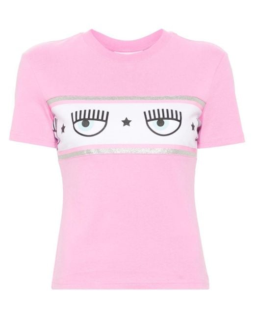 Chiara Ferragni Pink T-Shirt mit Maxi Logomania-Print