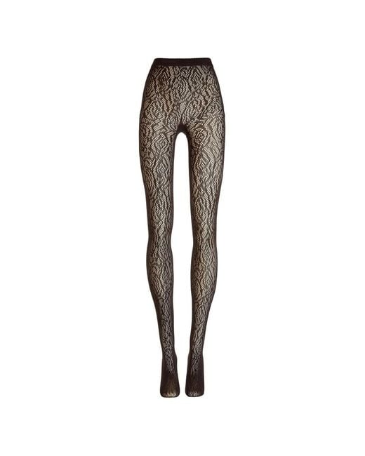 Wolford Black Lace-Effect Tights