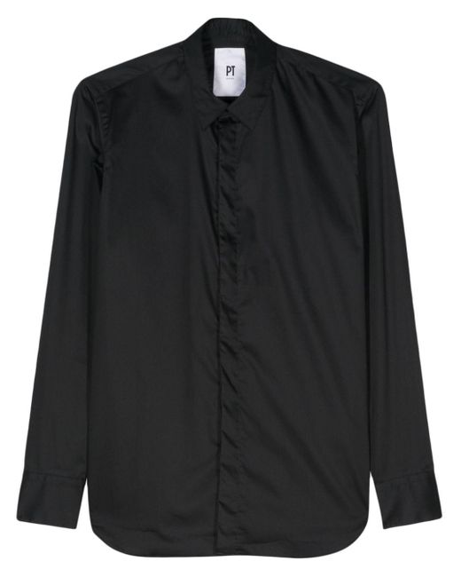 PT Torino Black Cotton Satin Shirt for men