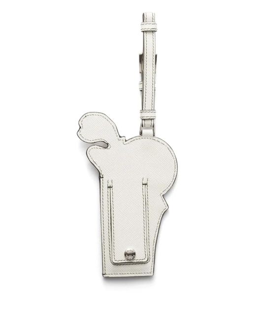 Prada White Saffiano Keyring for men