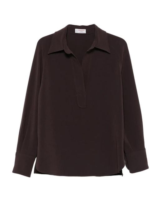 Alberto Biani Black Collared Long-Sleeve Top