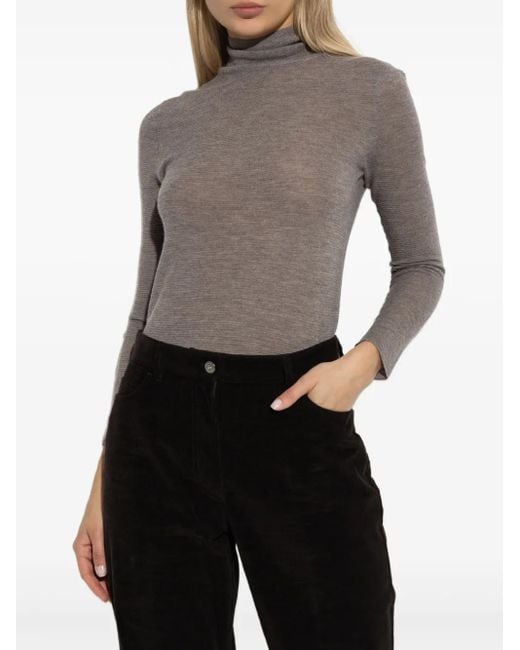 Lisa Yang Gray Carolyn Turtleneck Long-Sleeve Top