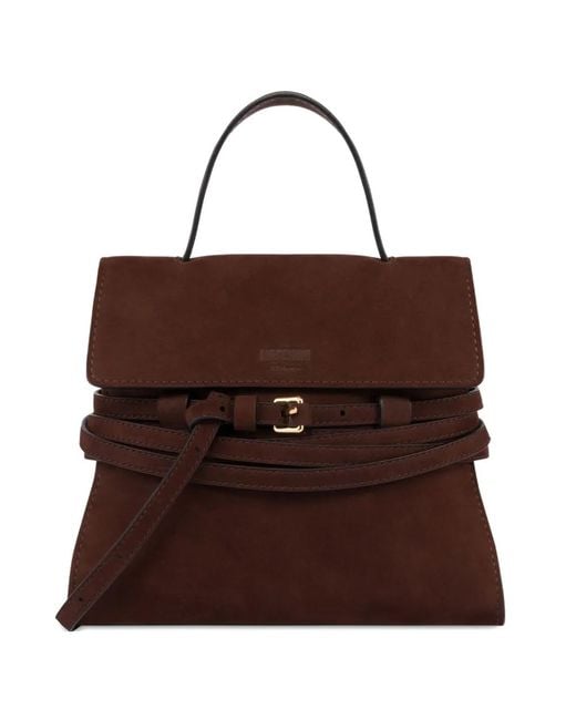 Moschino Brown Tie Me Small Tote Bag