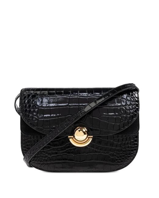 Furla Sfera クロコエンボス ショルダーバッグ S Black