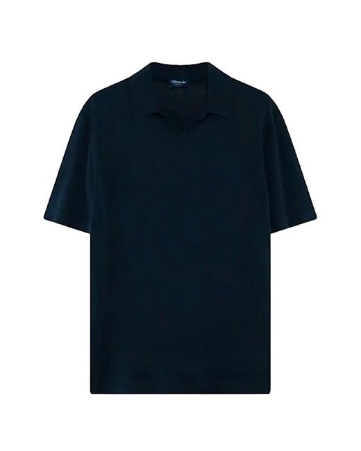 Drumohr Blue Frosted Short-Sleeve Polo Shirt for men