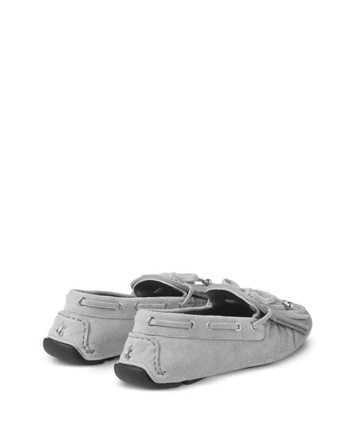 Jimmy Choo White Manon Tassel-Detail Loafers