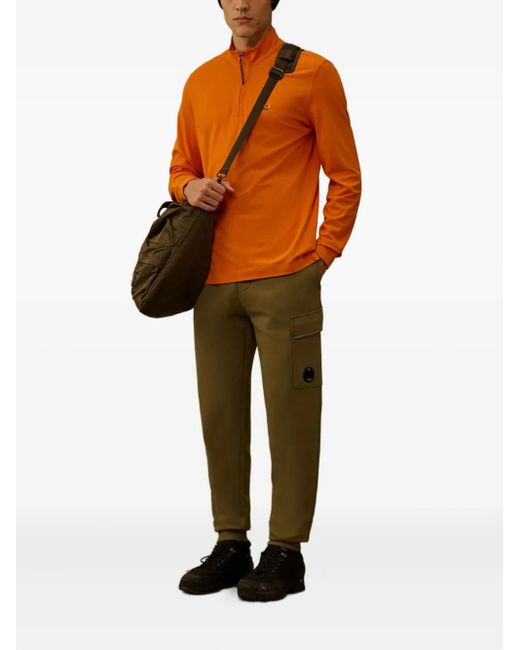 C P Company Green Diagonal Raised Fleece Drawstring Track Pants for men