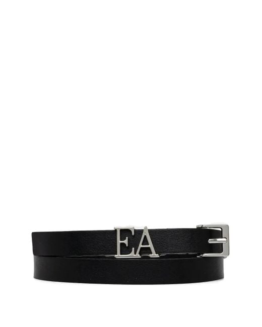 Emporio Armani White Logo Leather Belt